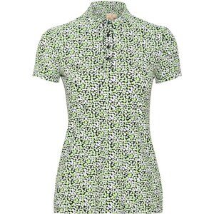 Sport Haley Women's Short Sleeve Print Polo with Ruffle Detail on Button Placket